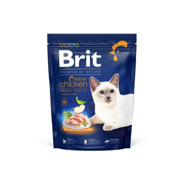 Сухой корм Brit Premium By Nature Indoor для взрослых котов, что живут в помещении, с курицей, 300 г