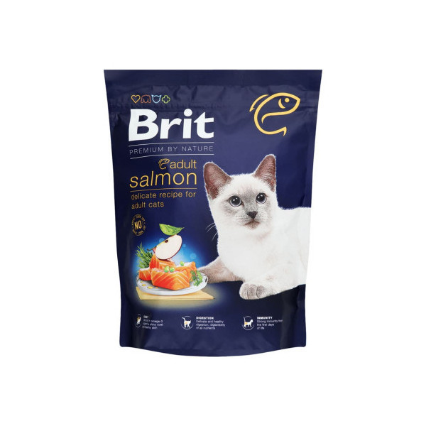 Сухой корм Brit Premium By Nature для взрослых кошек, с лососем, 300 г