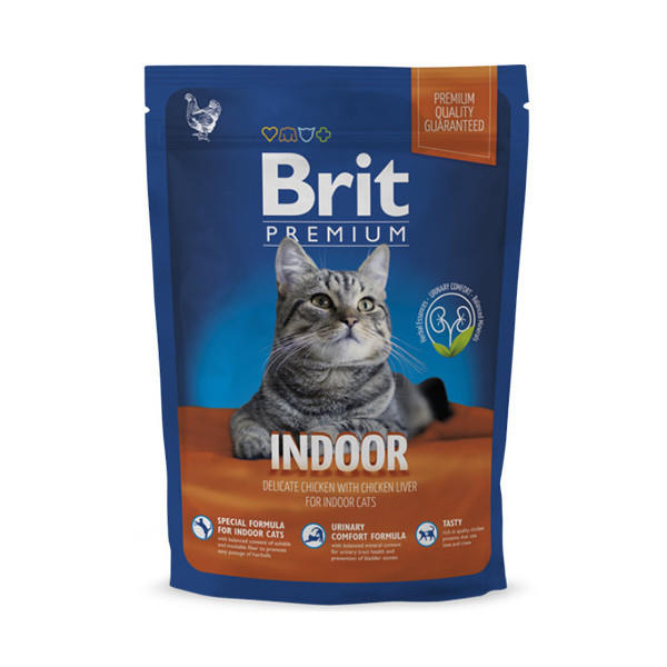 Сухой корм Brit Premium Cat Indoor, для кошек, живущих в помещении, с курицей, 1.5 кг