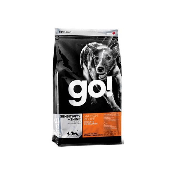Сухой корм GO! Sensitivity + Shine Salmon Dog Recipe для щенков и взрослых собак, с лососем и овсянкой, 2.72 кг