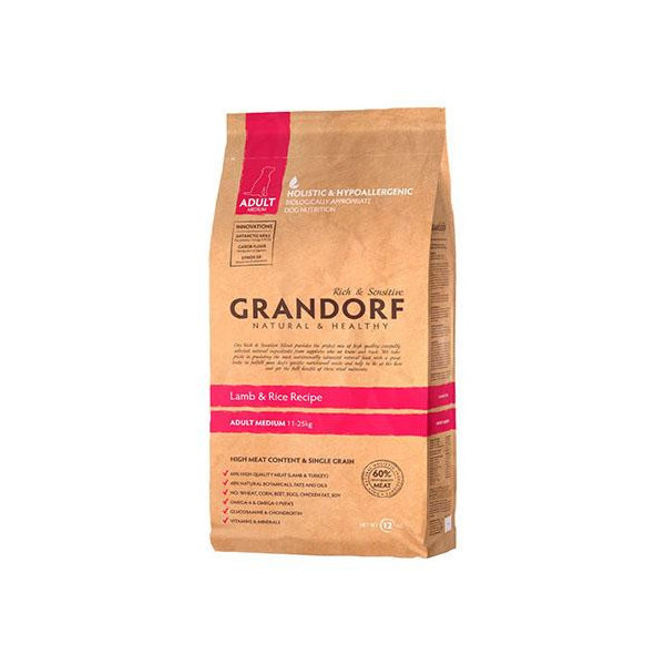 Сухой корм Grandorf Adult Medium Breed Lamb/Rice для взрослых собак, с ягненком и рисом, 3 кг