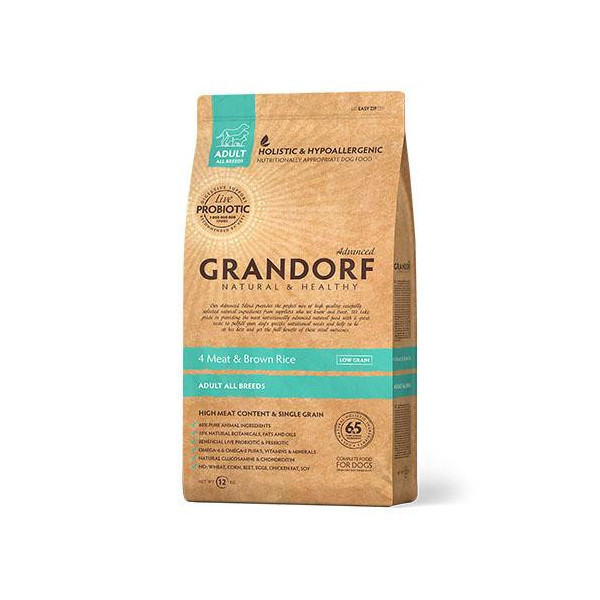 Сухой корм Grandorf Living Probiotics All breeds для собак всех пород, 4 мяса с пробиотиками, 3 кг
