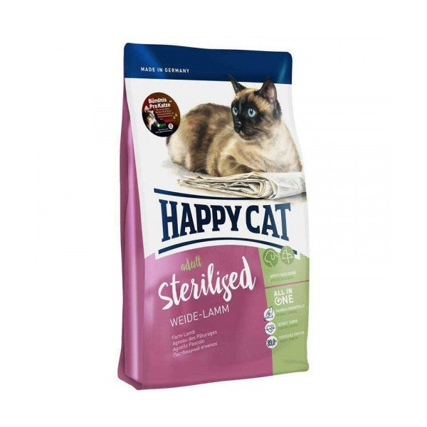 Сухой корм Happy Cat Adult Sterilised для стерилизованных кошек и кастрированных котов, с ягнёнком, 4 кг