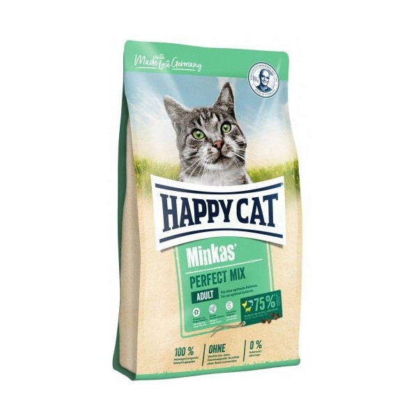 Сухой корм Happy Cat Minkas Perfect Mix для взрослых кошек, c птицей, ягненком и рисом, 10 кг