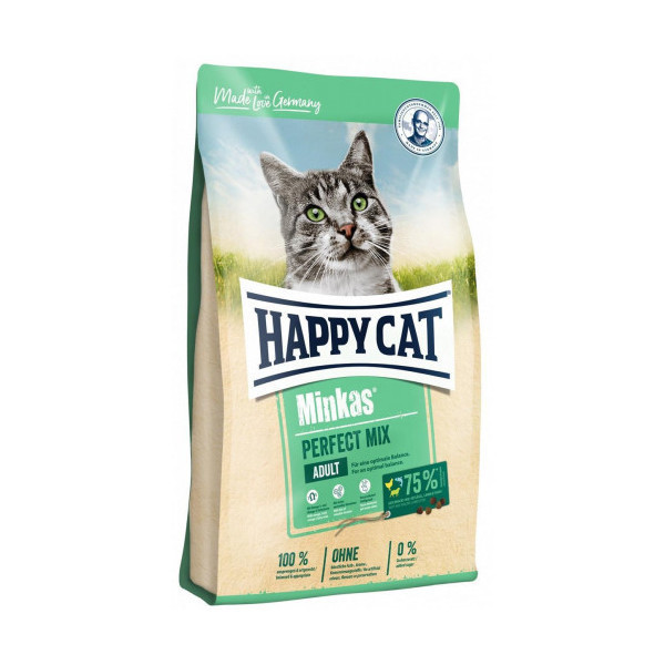 Сухой корм Happy Cat Minkas Perfect Mix для взрослых кошек, c птицей, ягненком и рисом, 4 кг