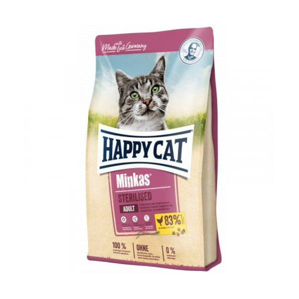Сухой корм Happy Cat Minkas Sterilised для взрослых стерилизованных кошек и кастрированных котов, 1.5 кг