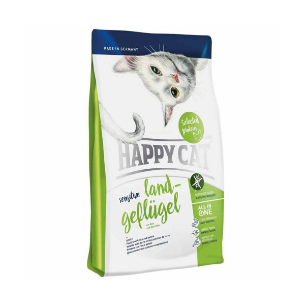 Сухой корм Happy Cat Sensitive Land-Geflugel для кошек с чувствительным пищеварением, с птицей, 300 г