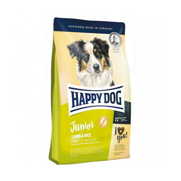 Сухой корм Happy Dog Junior Lamb & Rice для щенков с чувствительным пищеварением от 7 до 18 месяцев, 4 кг