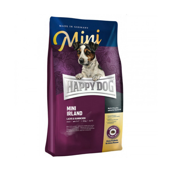 Сухой корм Happy Dog Mini Irland для взрослых собак мелких пород с проблемами кожи и шерсти, с лососем, 8 кг