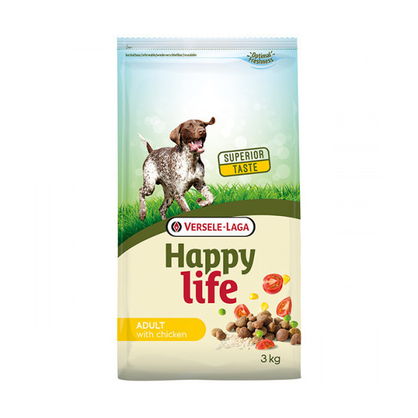 Сухой корм Happy Life Adult with Chicken для собак всех пород, с курицей, 3 кг