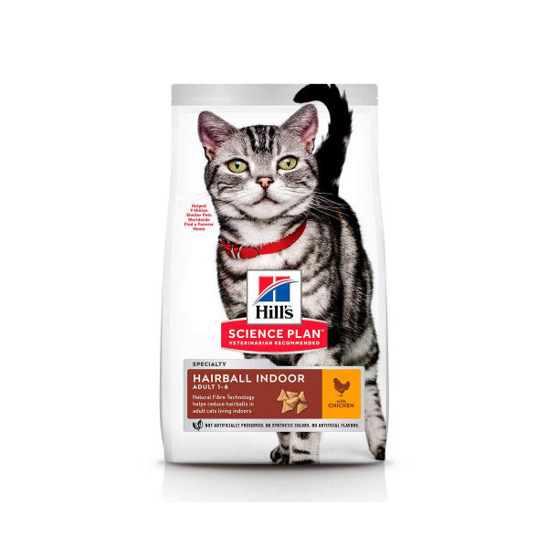 Сухой корм Hill's Science Plan Adult Hairball & Indoor для кошек, с курицей, 3 кг