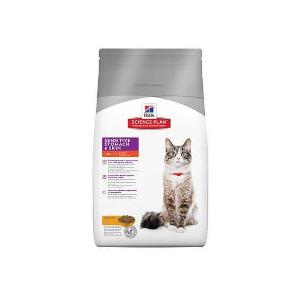 Сухой корм Hill's Science Plan Feline Adult Sensitive Stomach & Skin для кошек, с курицей, 5 кг