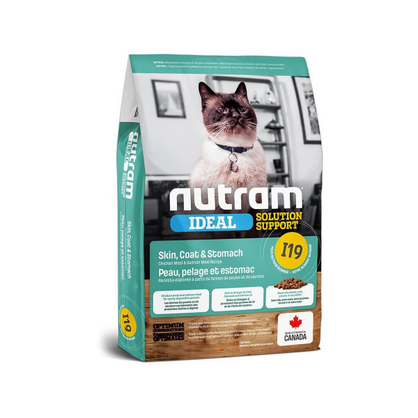 Сухой корм I19 Nutram Ideal Solution Skin Coat для кошек с чувствительной кожей и шерстью, холистик, 1.13 кг