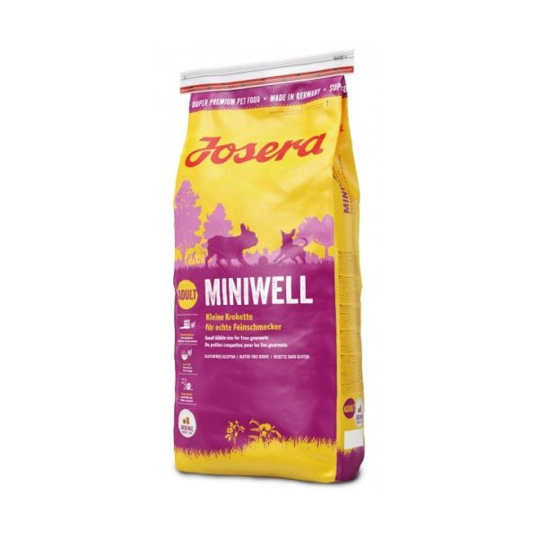 Сухой корм Josera Adult Miniwell для взрослых собак малых пород, с птицей, рисом и кукурузой, 15 кг