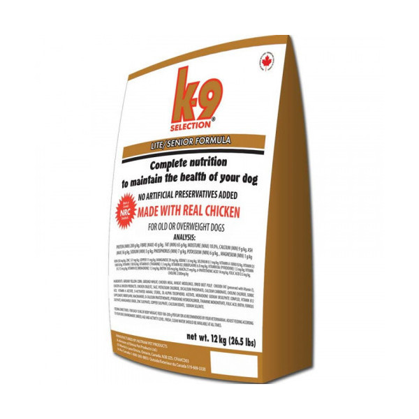 Сухой корм K9 Selection Lite/Senior Formula для пожилых и малоактивных собак, 12 кг