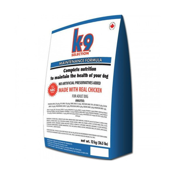 Сухой корм K9 Selection Maintenance Formula для собак средних пород, 12 кг