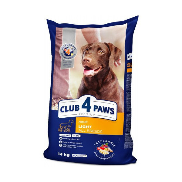 Сухой корм Клуб 4 Лапы Adult Light All Breeds Premium Контроль веса для взрослых собак от 1 года, 14 кг