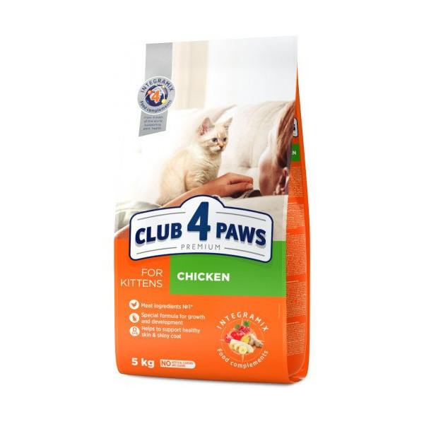 Сухой корм Клуб 4 Лапы Premium For Kittens для котят, с курицей, 5 кг