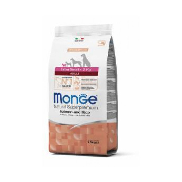 Сухой корм MONGE DOG Extrasmall Adult лосось с рисом, 2.5 кг