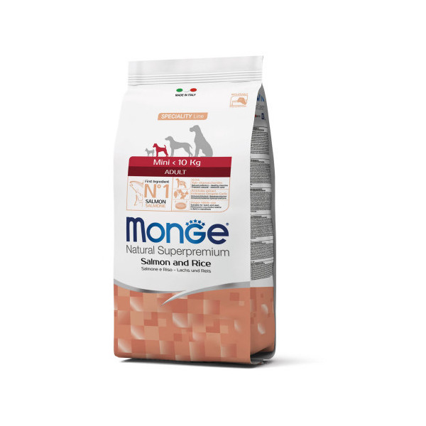 Сухой корм Monge Dog Mini Adult, для собак малых пород, лосось и рис, 800 г