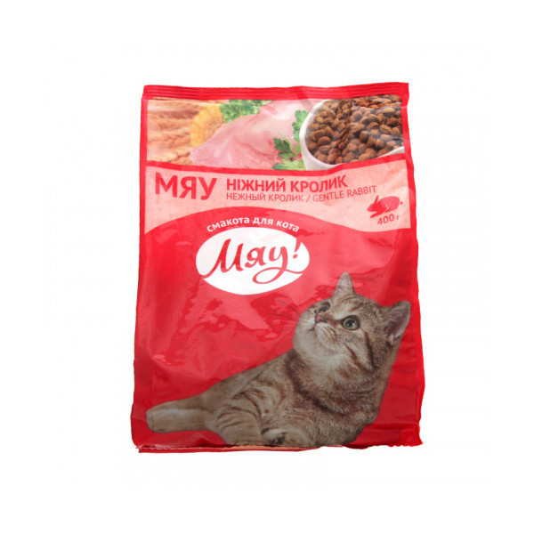 Сухой корм Мяу для кошек, с нежным кроликом, 400 г