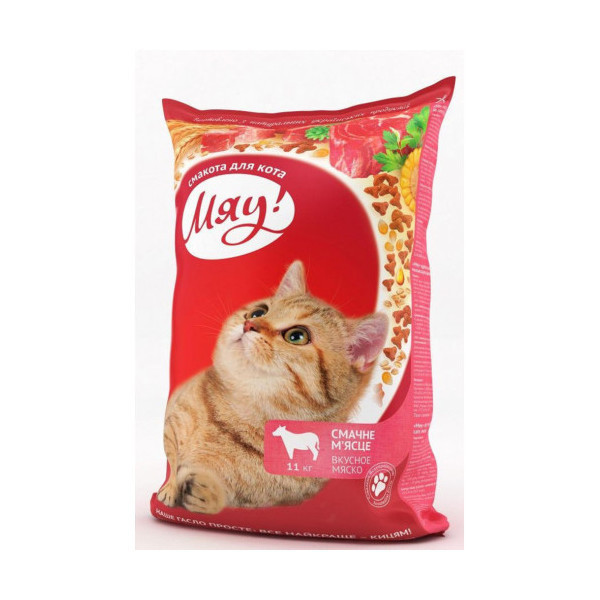 Сухой корм Мяу мясной для котов, 11 кг