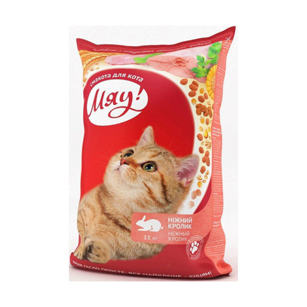 Сухой корм Мяу с кроликом для котов, 11 кг