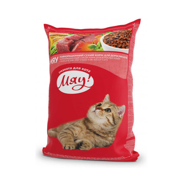 Сухой корм Мяу с телятиной для котов, 14 кг