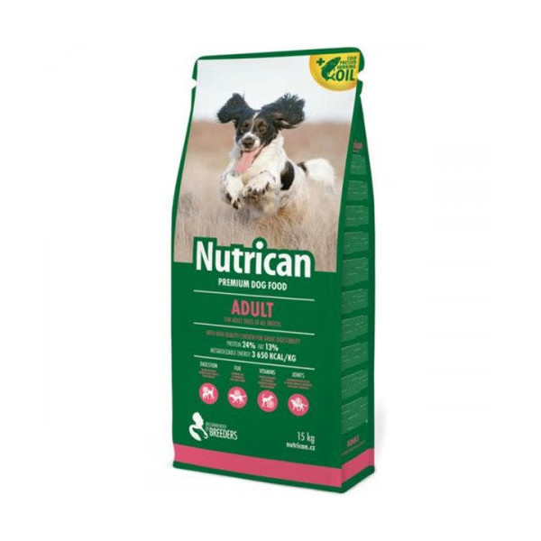 Сухой корм Nutrican Adult для взрослых собак всех пород со вкусом курицы, 15 кг
