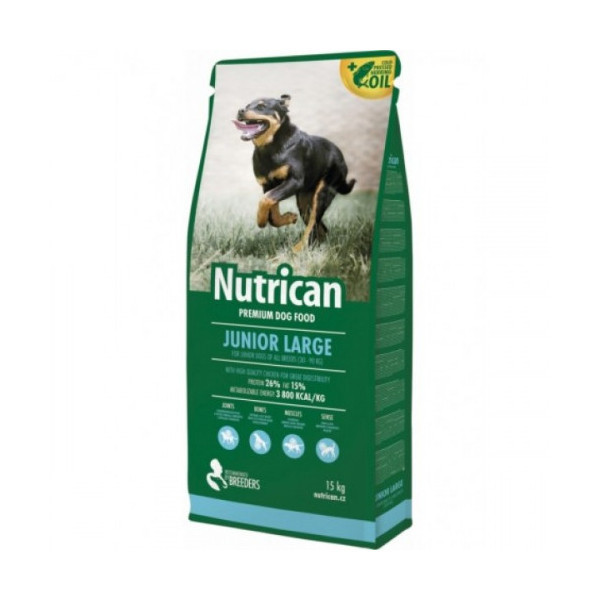 Сухой корм Nutrican Junior Large для щенков крупных пород со вкусом курицы, 15 кг