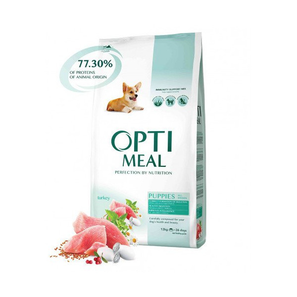 Сухой корм Optimeal для щенков всех пород, с индейкой, 12 кг