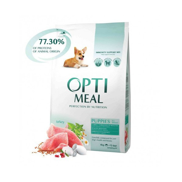 Сухой корм Optimeal для щенков всех пород, с индейкой, 4 кг