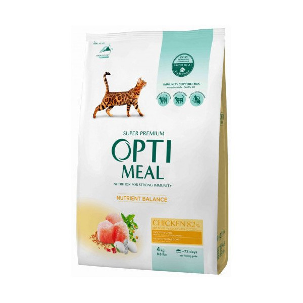 Сухой корм Optimeal для взрослых кошек, с курицей, 4 кг