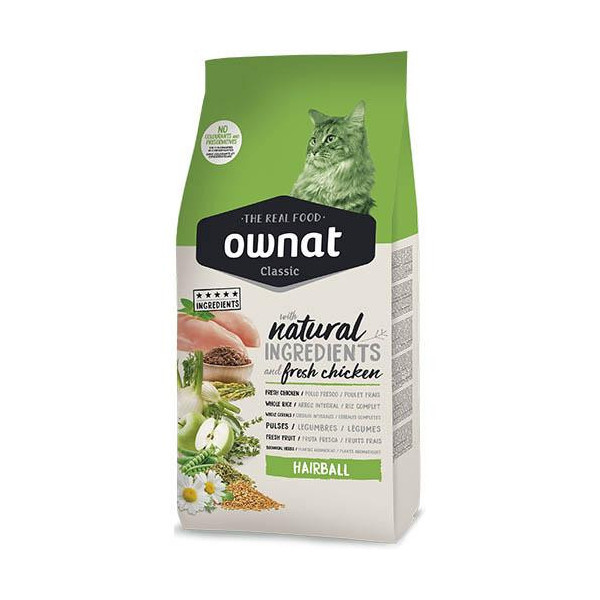 Сухой корм Ownat Classic Hairball для выведения шерсти у кошек, 1.5 кг