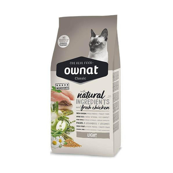 Сухой корм Ownat Classic Light для взрослых кошек, склонных к набору веса, 4 кг