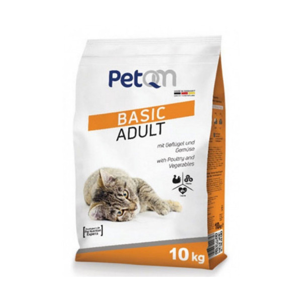 Сухой корм PetQM Cat Basic Adult with Poultry & Vegetables для кошек, с птицей и овощями, 10 кг