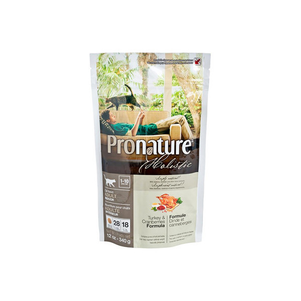 Сухой корм Pronature Holistic Adult Turkey&Cranberries с индейкой и клюквой, для котов всех пород, 340 г