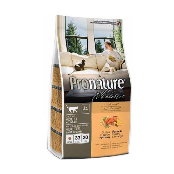 Сухой корм Pronature Holistic с уткой и апельсинами, холистик, без злаков, для котов, 2.72 кг