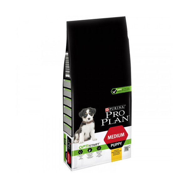 Сухой корм Purina Pro Plan Dog Medium Puppy Optistart для щенков средних пород, с курицей, 12 кг