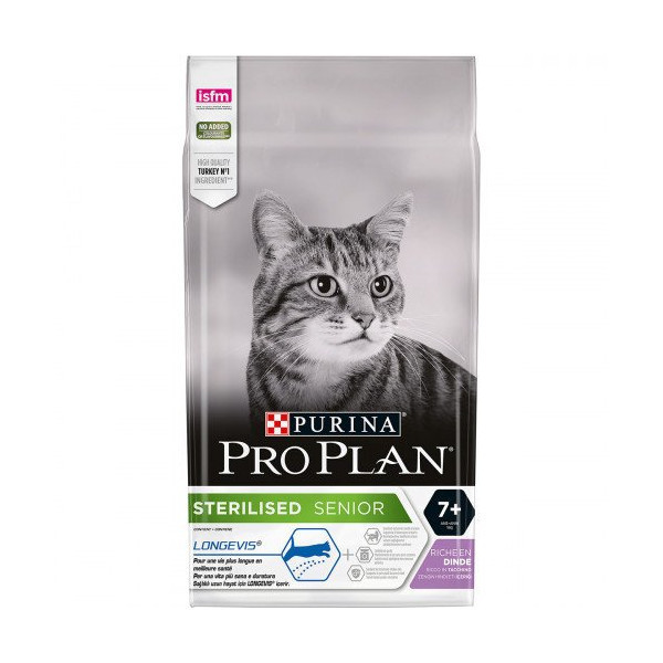 Сухой корм Purina Pro Plan Sterilised Senior для стерилизованных кошек старше 7 лет, с индейкой, 1.5 кг
