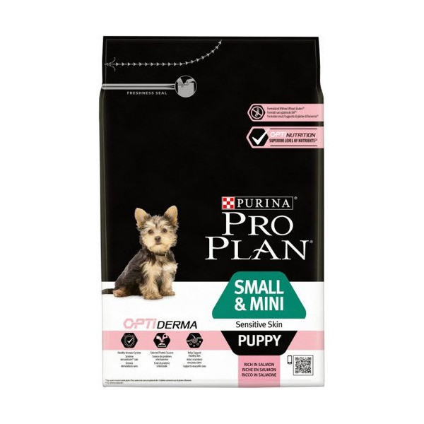 Сухой корм Purina ProPlan Puppy Small&Mini для щенков малых пород с чувствительной кожей, с лососем, 3 кг