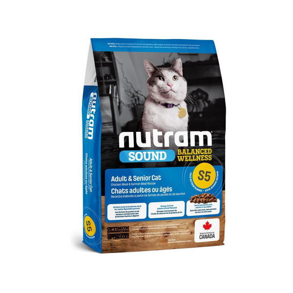 Сухой корм S5 Nutram Sound Balanced Wellness для взрослых кошек, с курицей и лососем, 1.13 кг