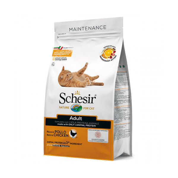 Сухой корм Schesir Cat Adult Chicken с курицей, монопротеиновый, для взрослых котов, 1.5 кг
