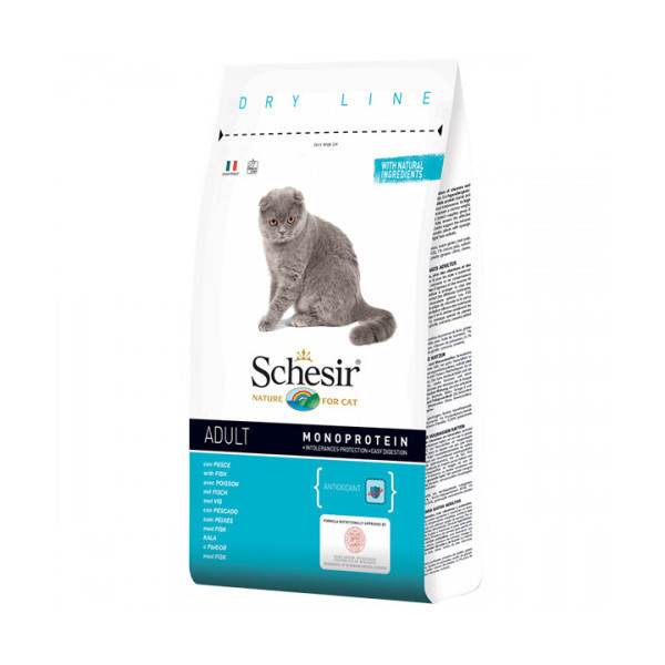 Сухой корм Schesir Cat Adult Fish с рыбой, монопротеиновый, для взрослых котов, 10 кг