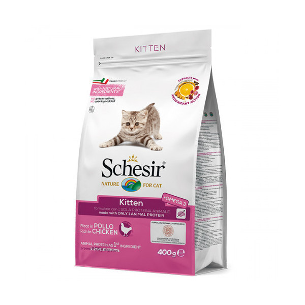 Сухой корм Schesir Cat Kitten с курицей, монопротеиновый, для котят, 400 г