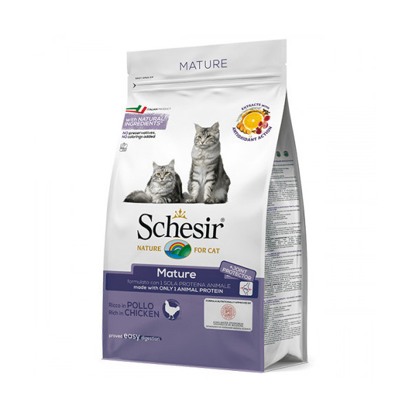 Сухой корм Schesir Cat Mature монопротеиновый, для пожилых котов, 400 г