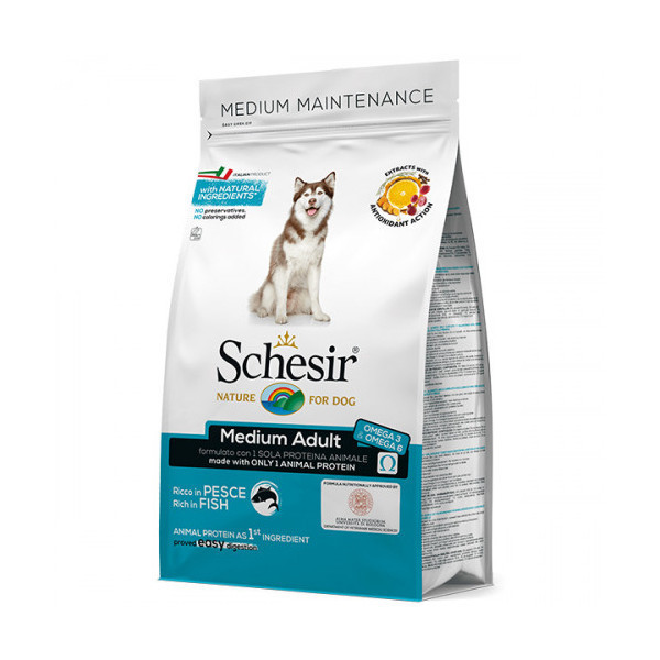 Сухой корм Schesir Dog Medium Adult Fish с рыбой, монопротеиновый, для собак средних пород, 3 кг