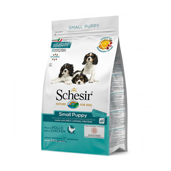 Сухой корм Schesir Dog Small Puppy с курицей, монопротеиновый, для щенков малых пород, 800 г