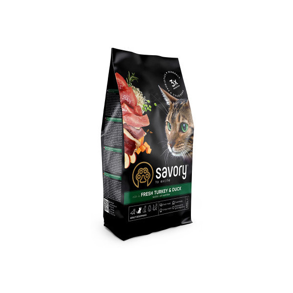 Сухой корм для кошек Savory, со свежим мясом индейки и уткой, 400 г