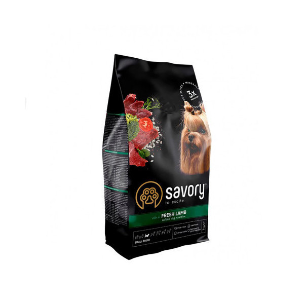 Сухой корм для собак малых пород Savory, со свежим мясом ягненка, 1 кг